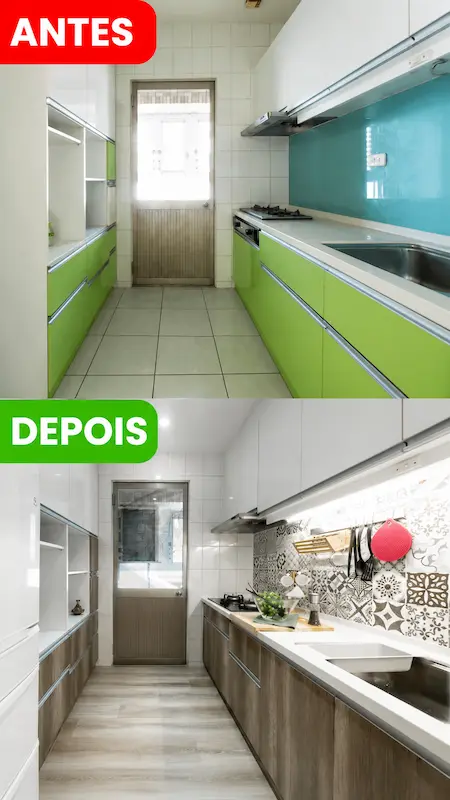 Cozinha renovada em 3h